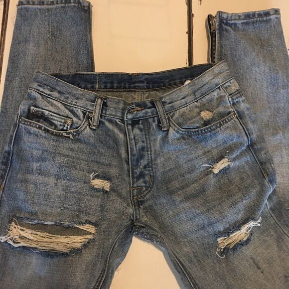 MNML size 4 distressed button fly jeans zipper ankle mid rise stonewashed - Picture 1 of 8